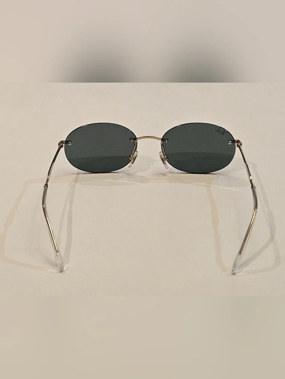 Ray Ban Sunglasses RB3767  001/71 GOLD/GREEN G-15 LENS 54MM Rimless Oval Lenses